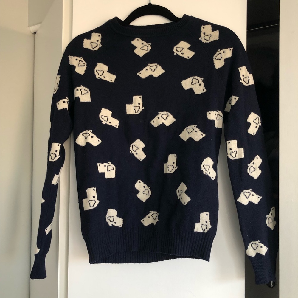 Band of outsiders reversible intarsia dog print sweater size 1, excellent